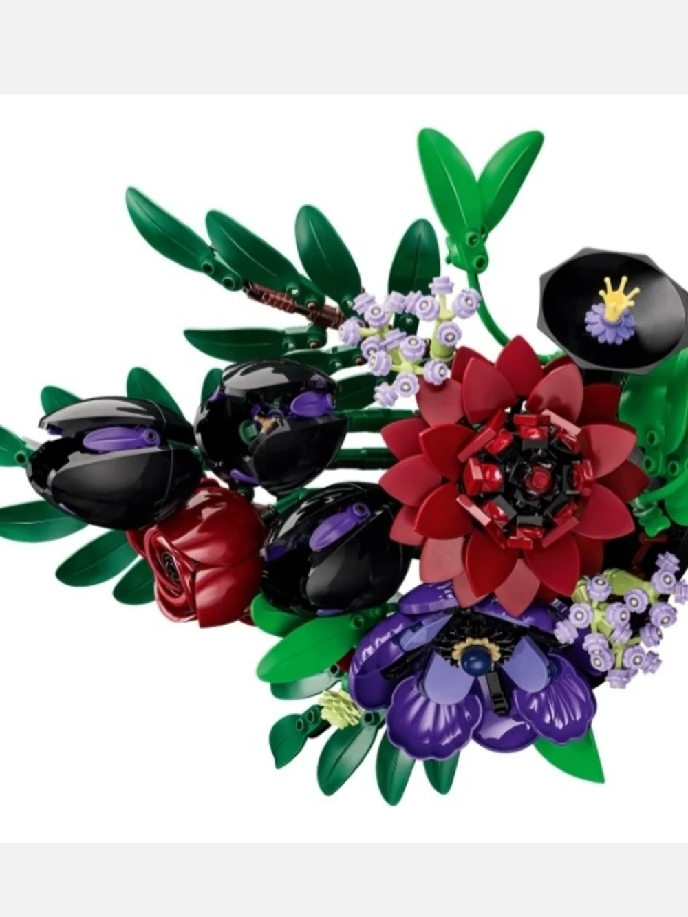 NEW! Lego Dark Flower Arrangement - Purple, Red & Green Floral Build NWT